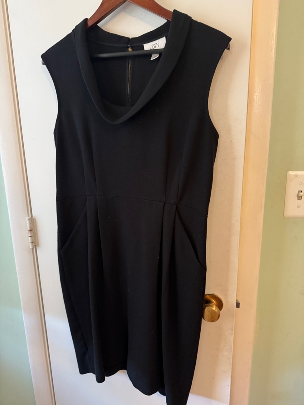 LOFT Black Sleeveless Cowl Neck Dress